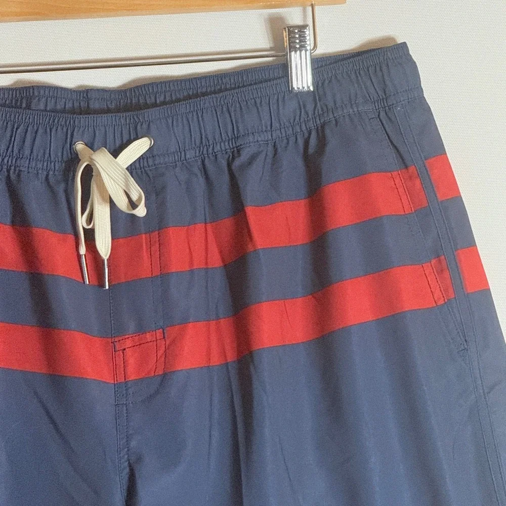 Fair Harbor Men XXL Mastos Swim Trunks Board Shorts Nautical Classic Blue Stripe